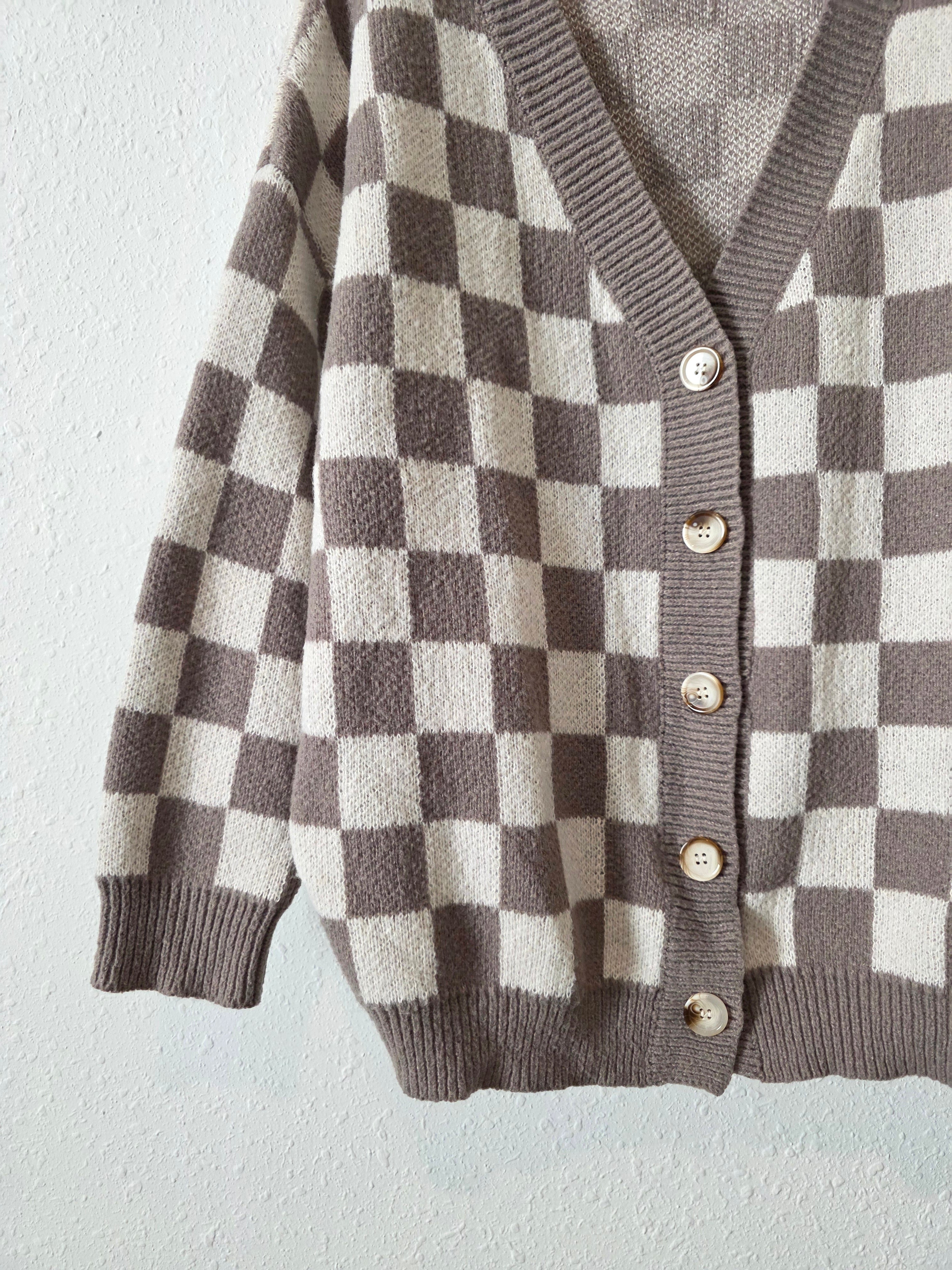 Bibi Checkered Cardigan Sweater (M)