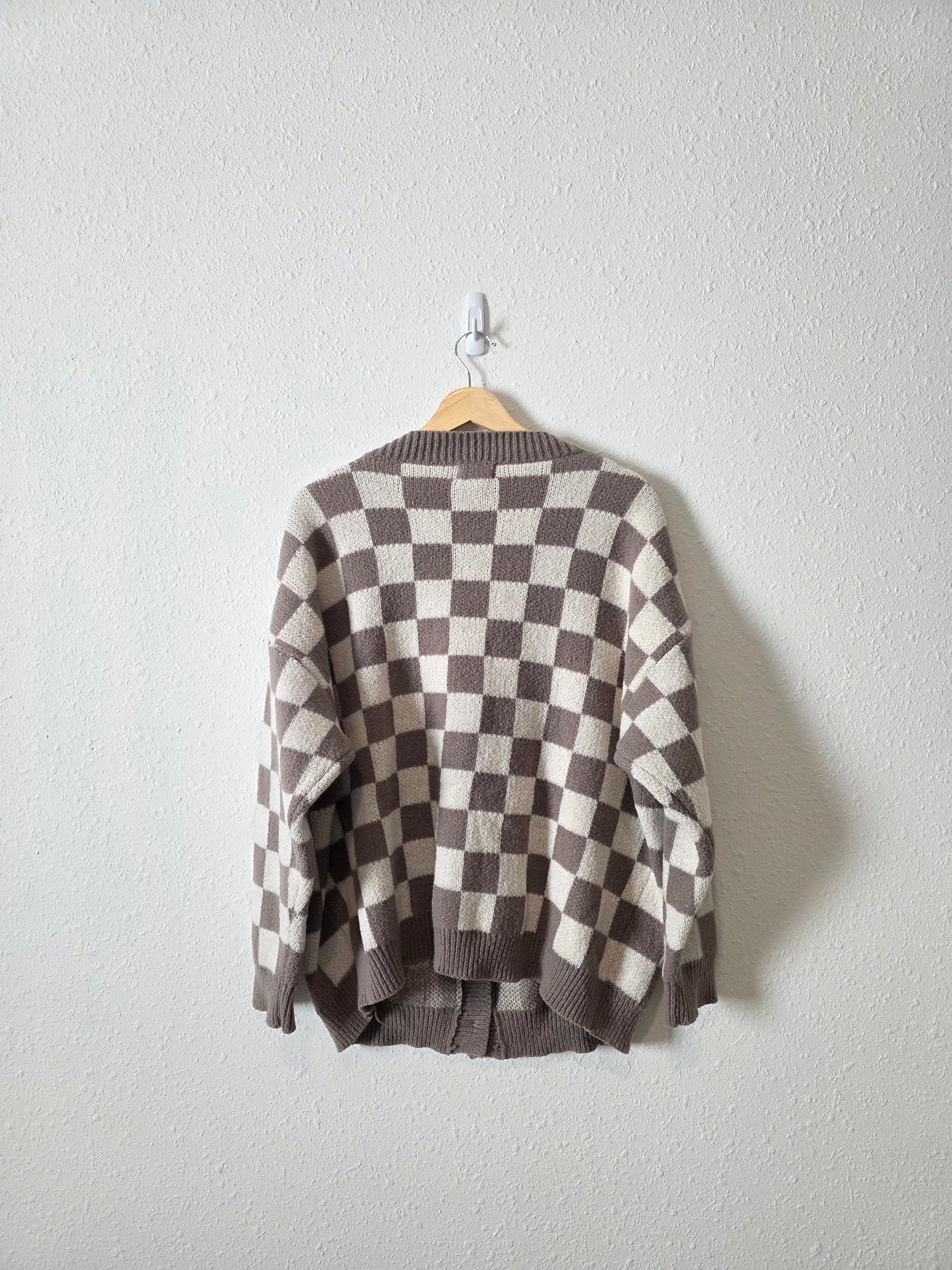 Bibi Checkered Cardigan Sweater (M)