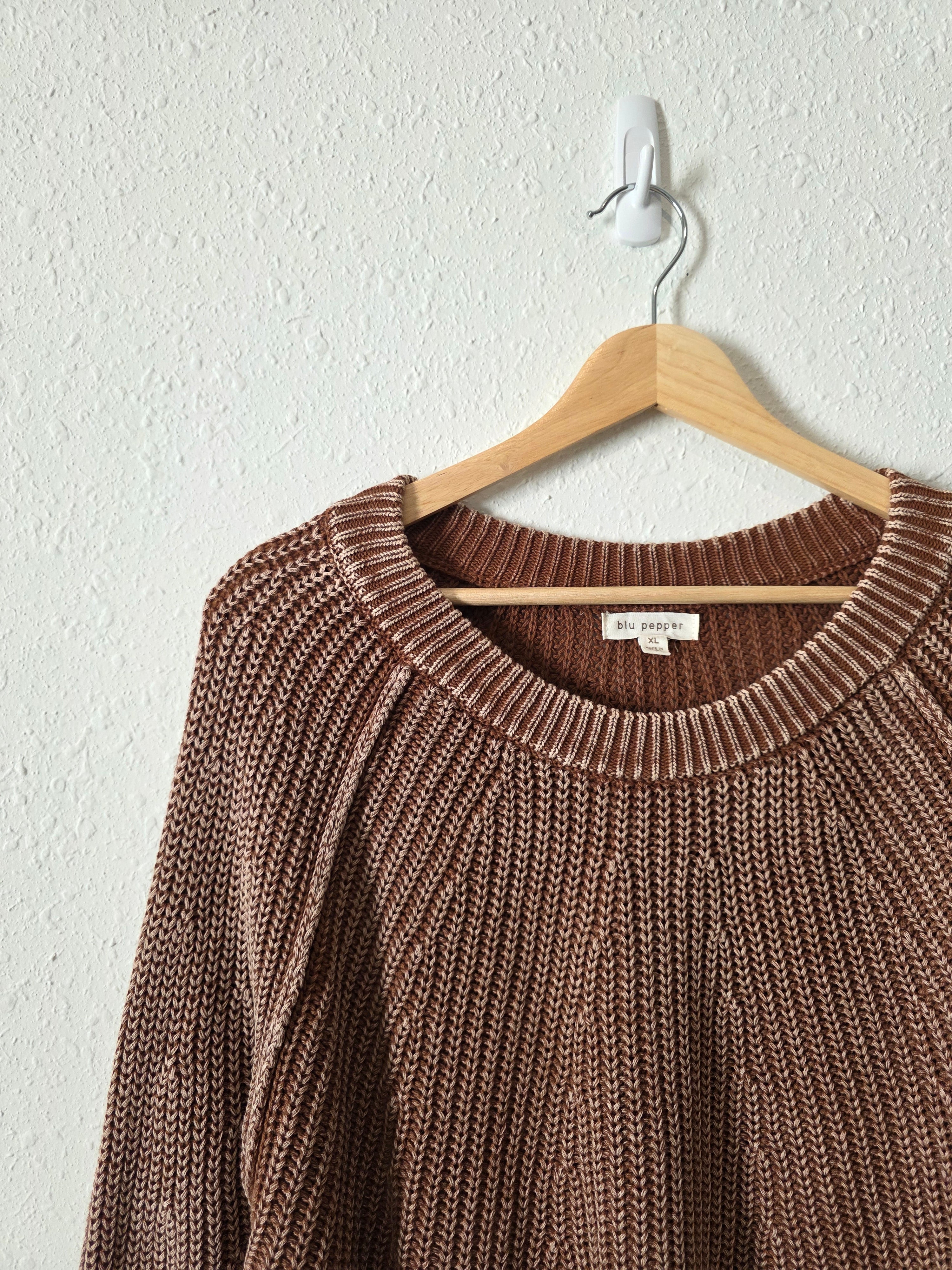 Blu Pepper Brown Cotton Sweater (XL)