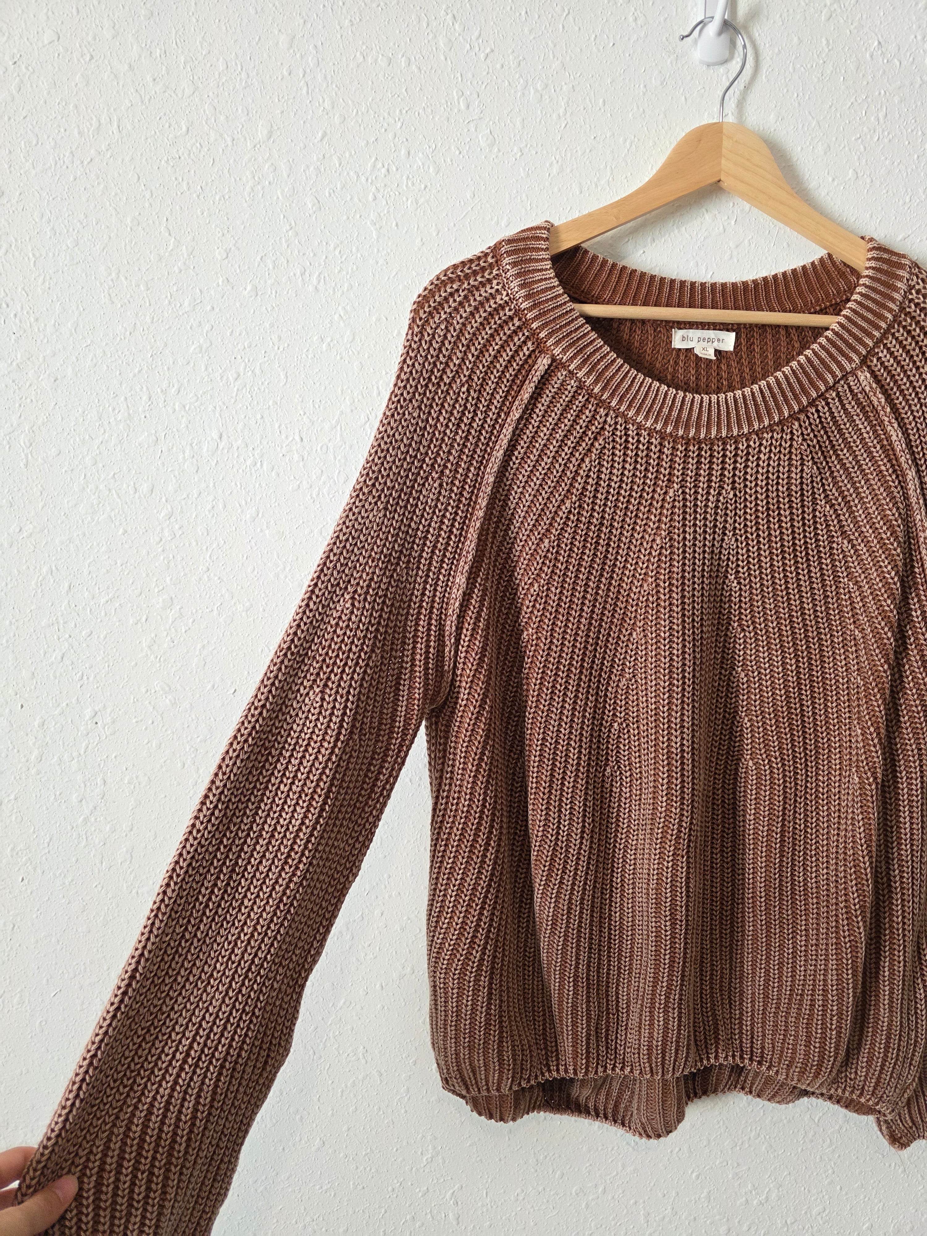 Blu Pepper Brown Cotton Sweater (XL)
