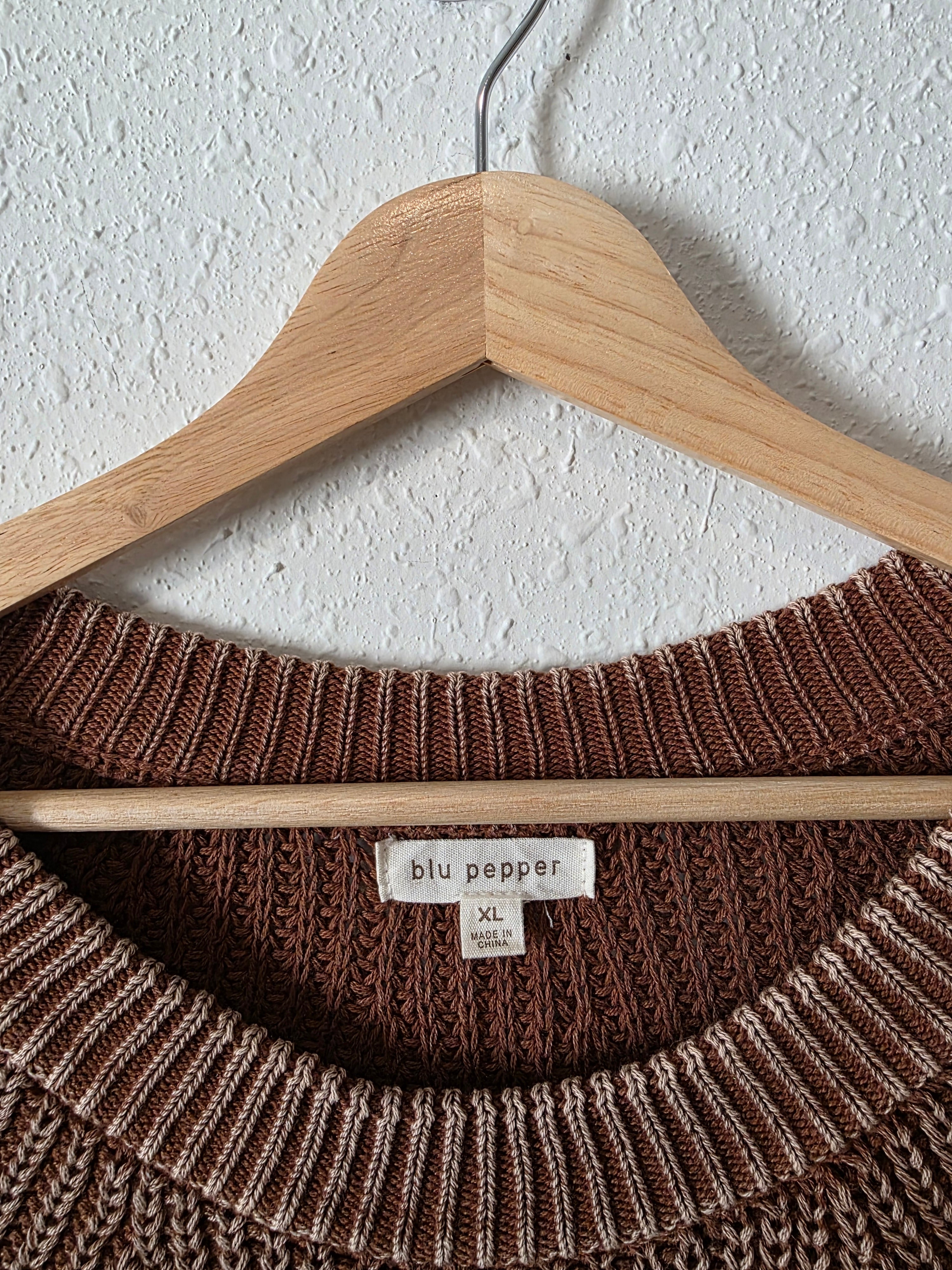 Blu Pepper Brown Cotton Sweater (XL)