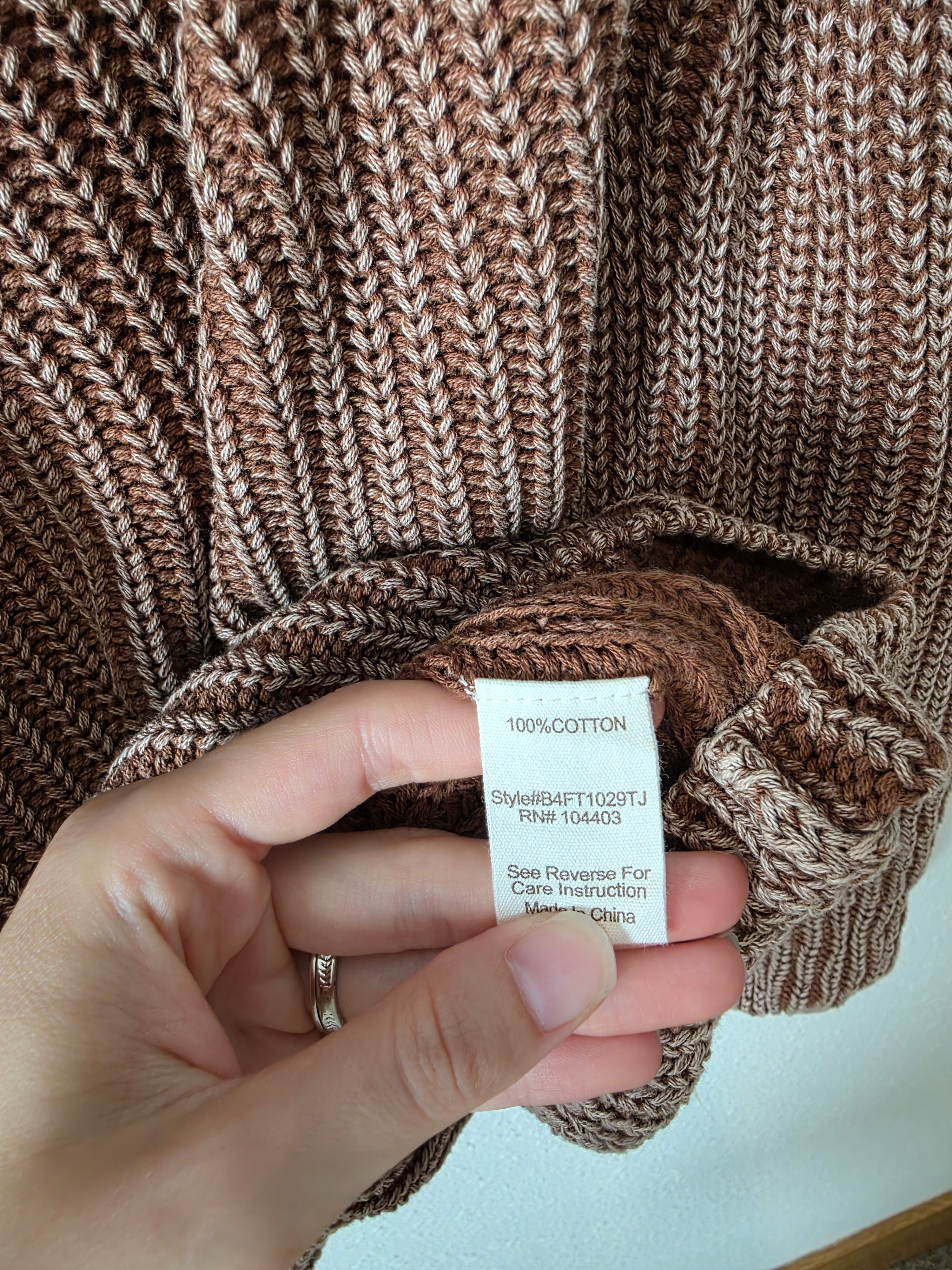 Blu Pepper Brown Cotton Sweater (XL)