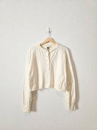Oversized Cotton Henley Tee (XS)