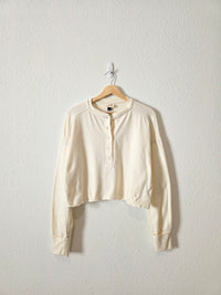 Oversized Cotton Henley Tee (XS)