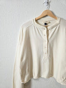 Oversized Cotton Henley Tee (XS)