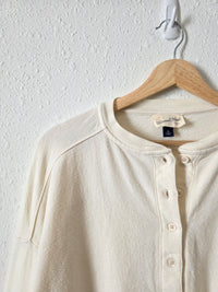 Oversized Cotton Henley Tee (XS)