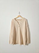 Cream Waffle Henley Sweater (L)