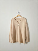 Cream Waffle Henley Sweater (L)