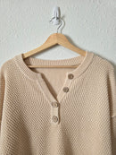 Cream Waffle Henley Sweater (L)