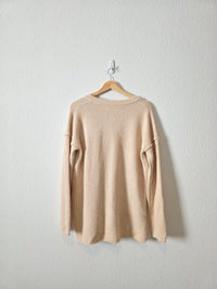 Cream Waffle Henley Sweater (L)