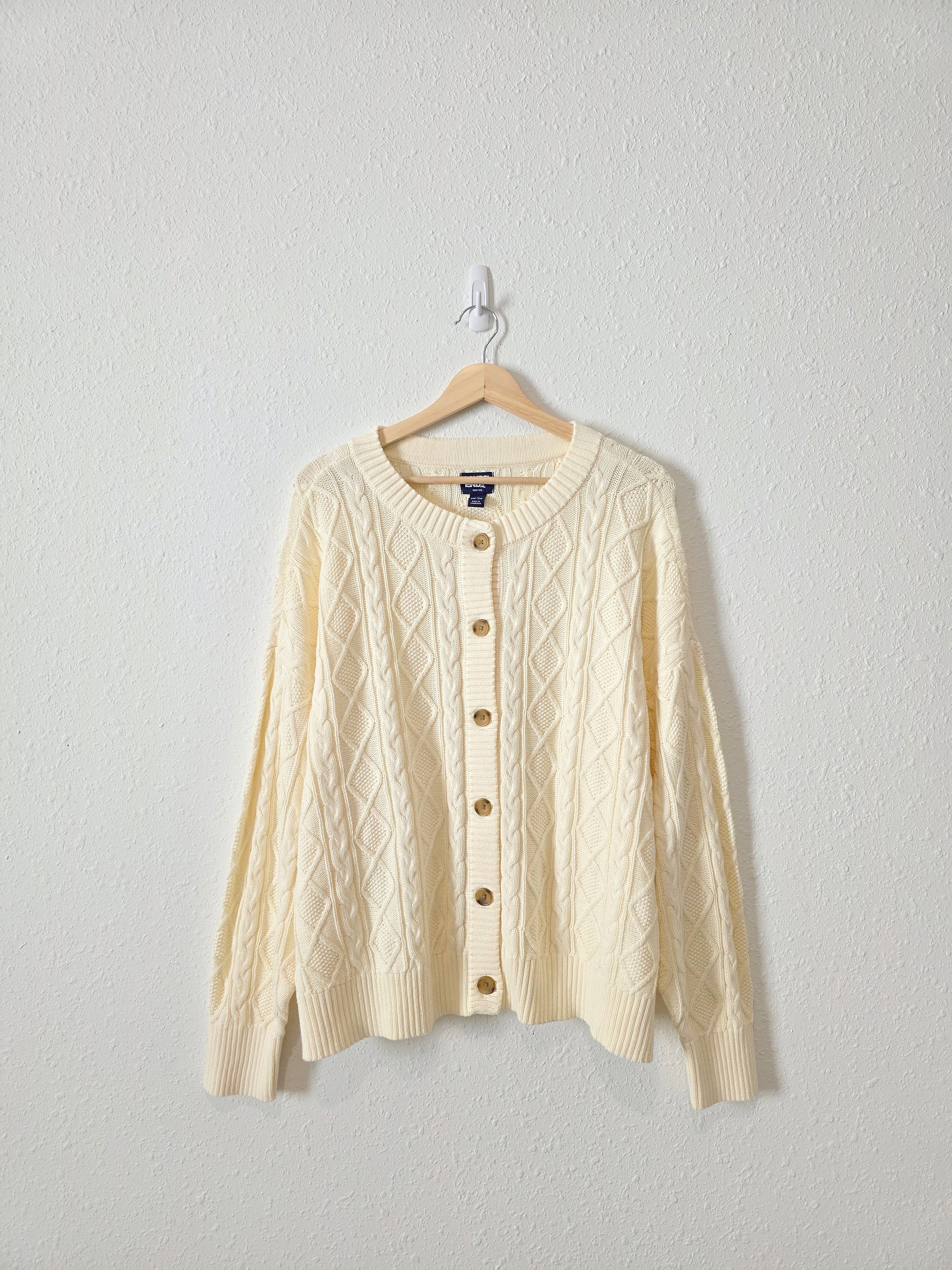 Cable Knit Cotton Cardigan (2X)