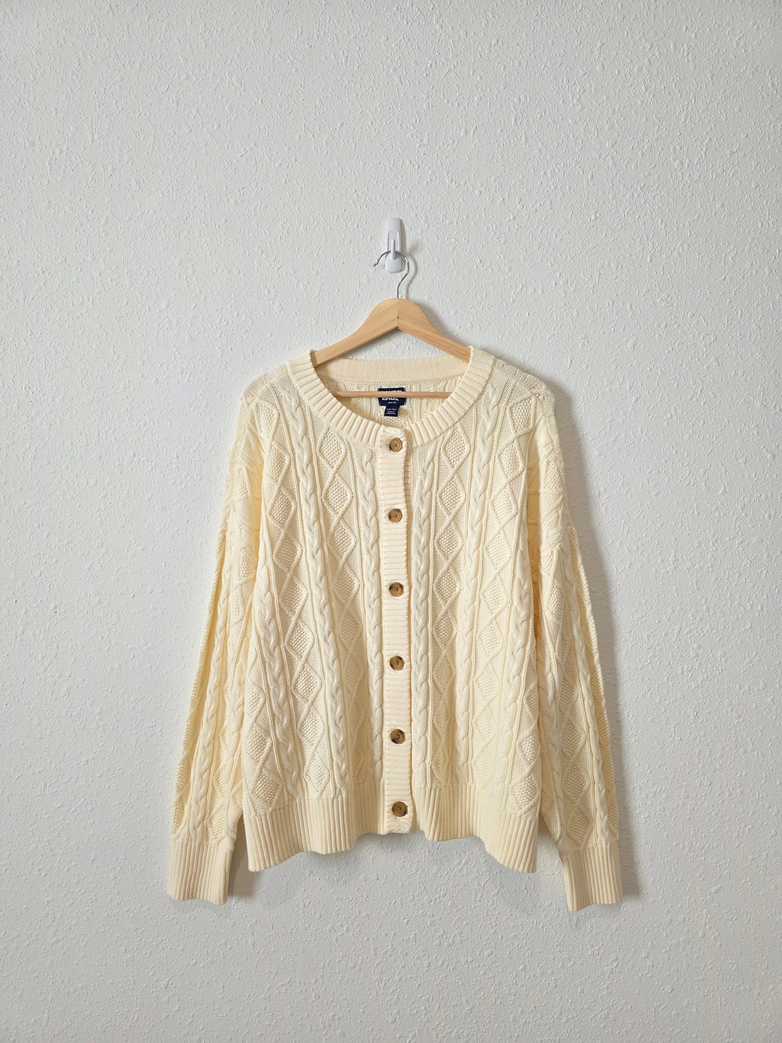 Cable Knit Cotton Cardigan (2X)
