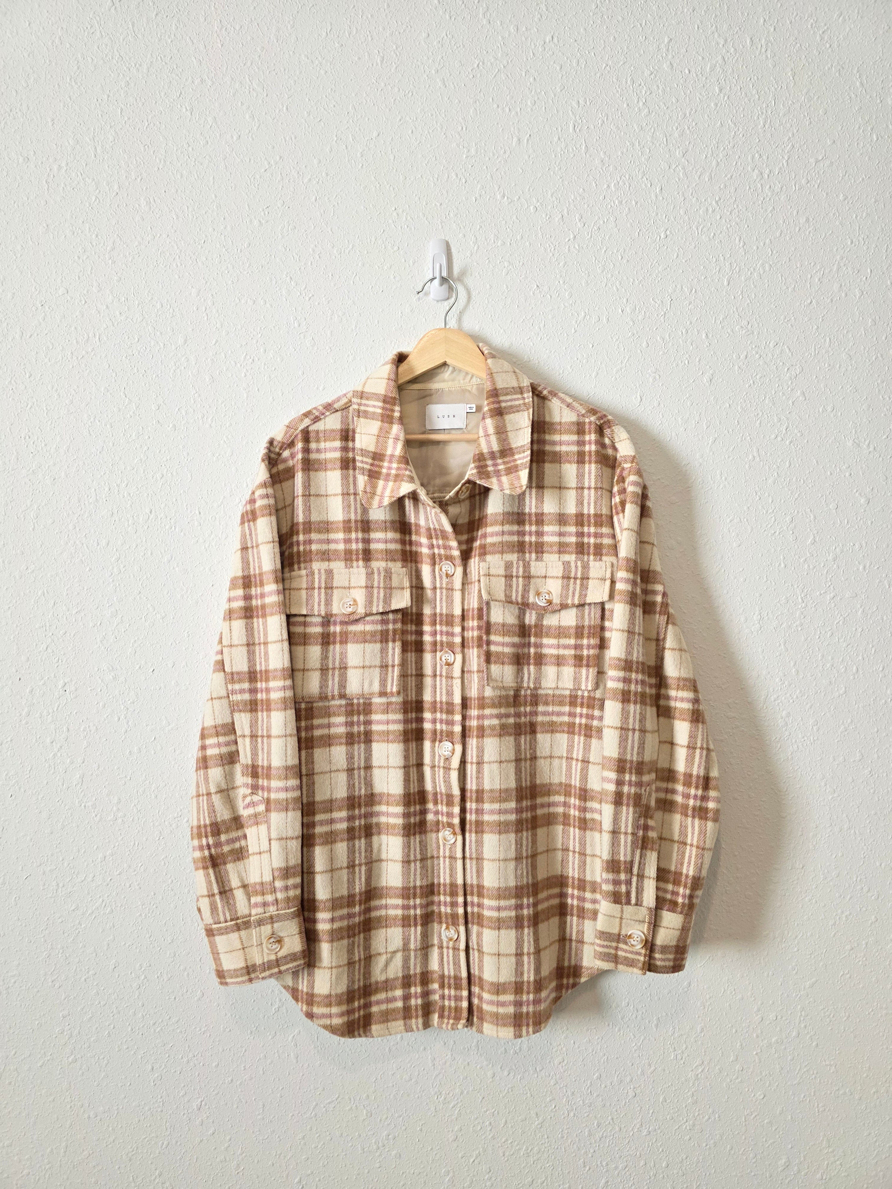 Oversized Plaid Shirt Jacket (L)