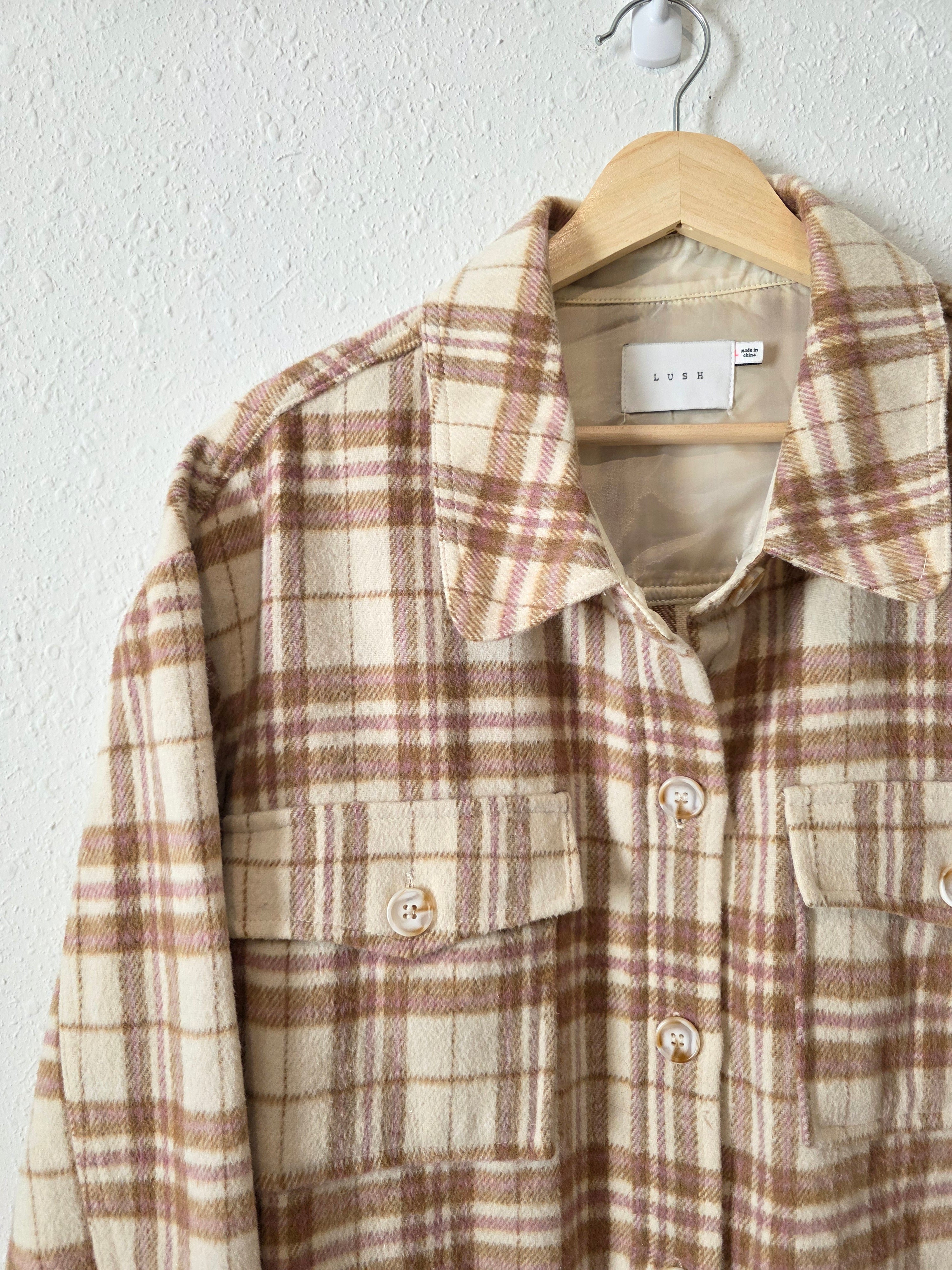 Oversized Plaid Shirt Jacket (L)