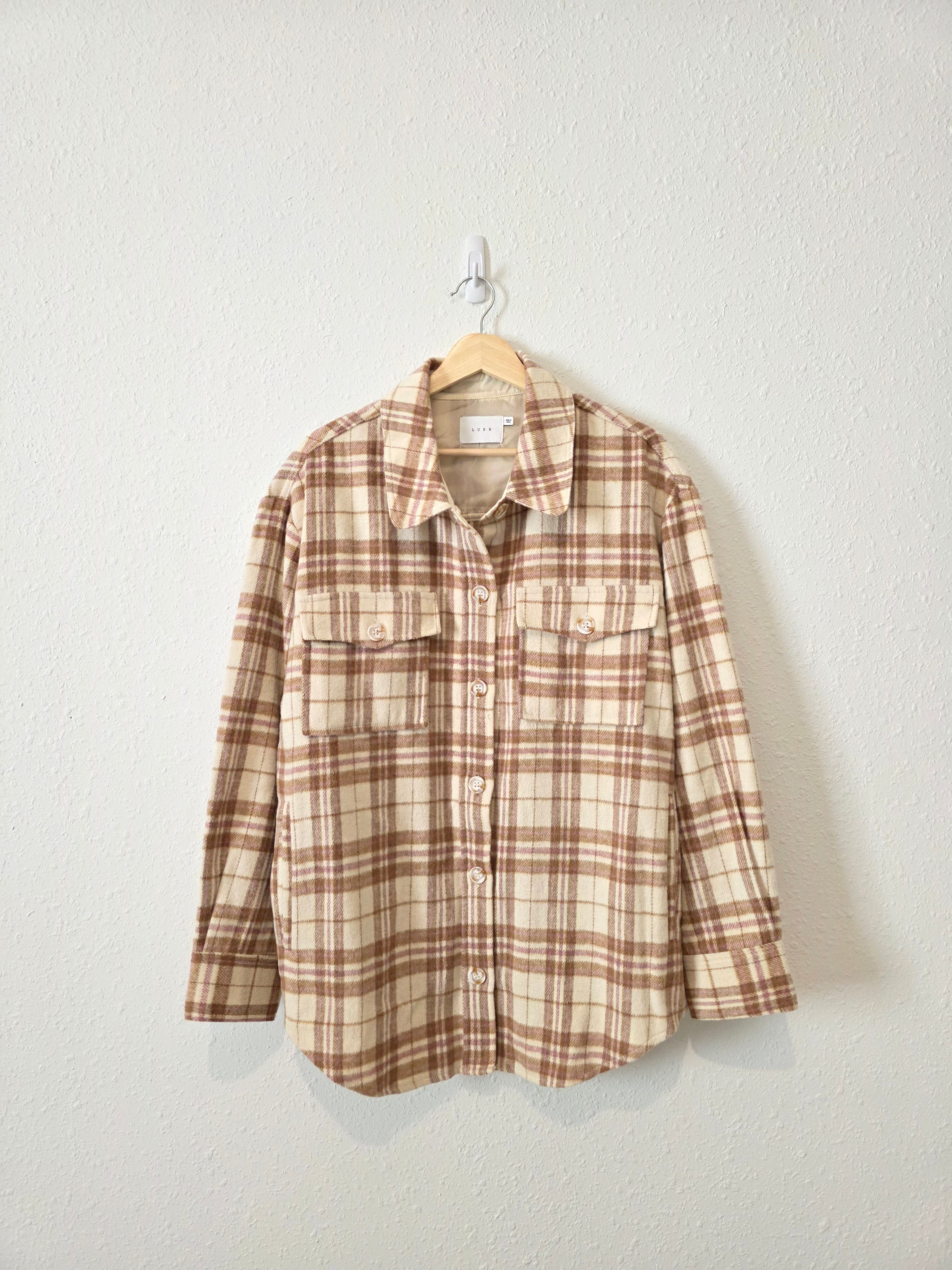 Oversized Plaid Shirt Jacket (L)