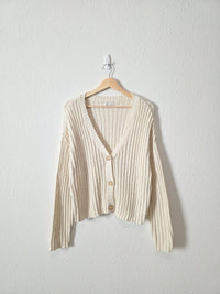 Cream Textured Ribbed Sweater (M)