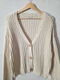 Cream Textured Ribbed Sweater (M)