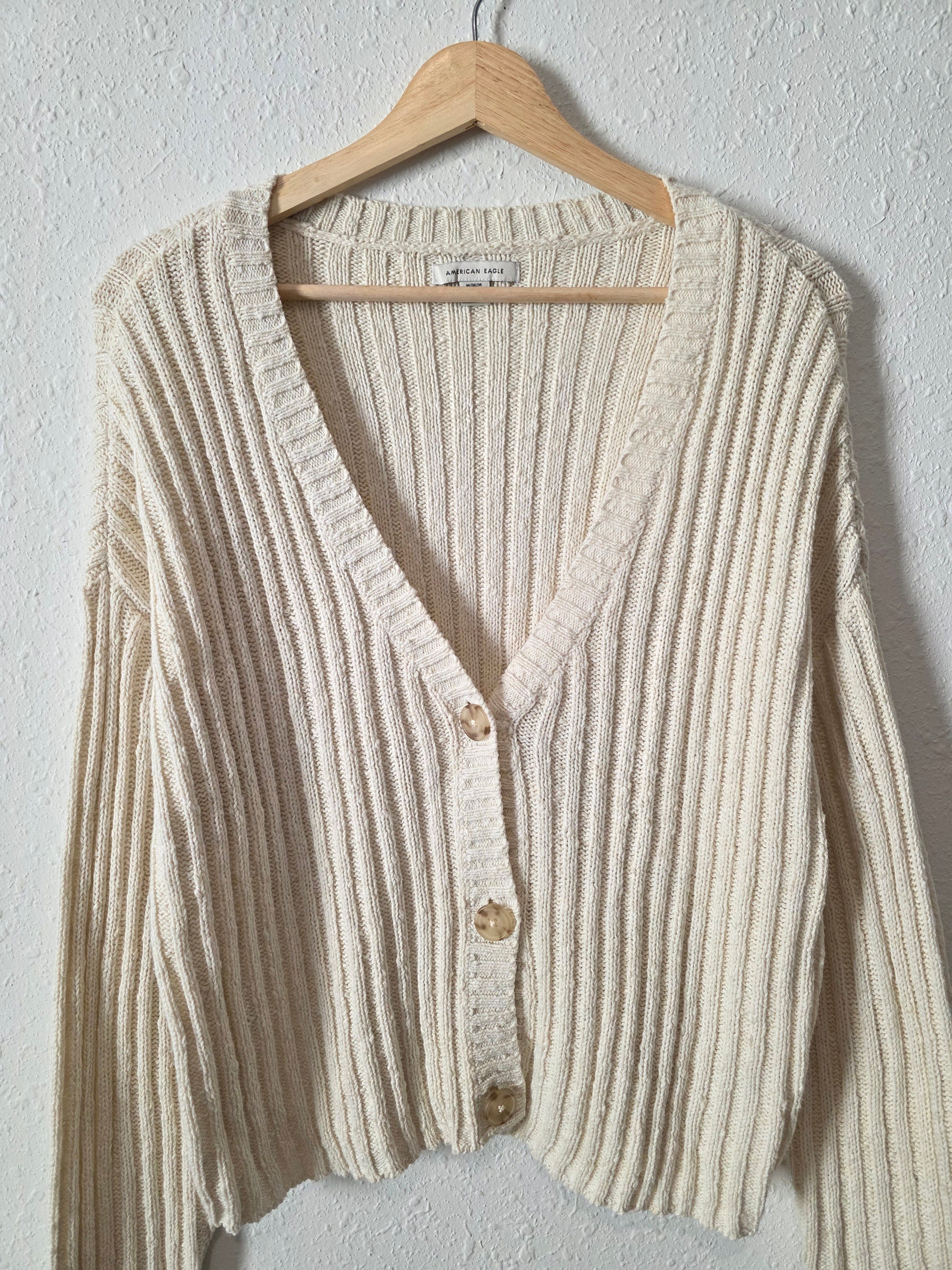 Cream Textured Ribbed Sweater (M)