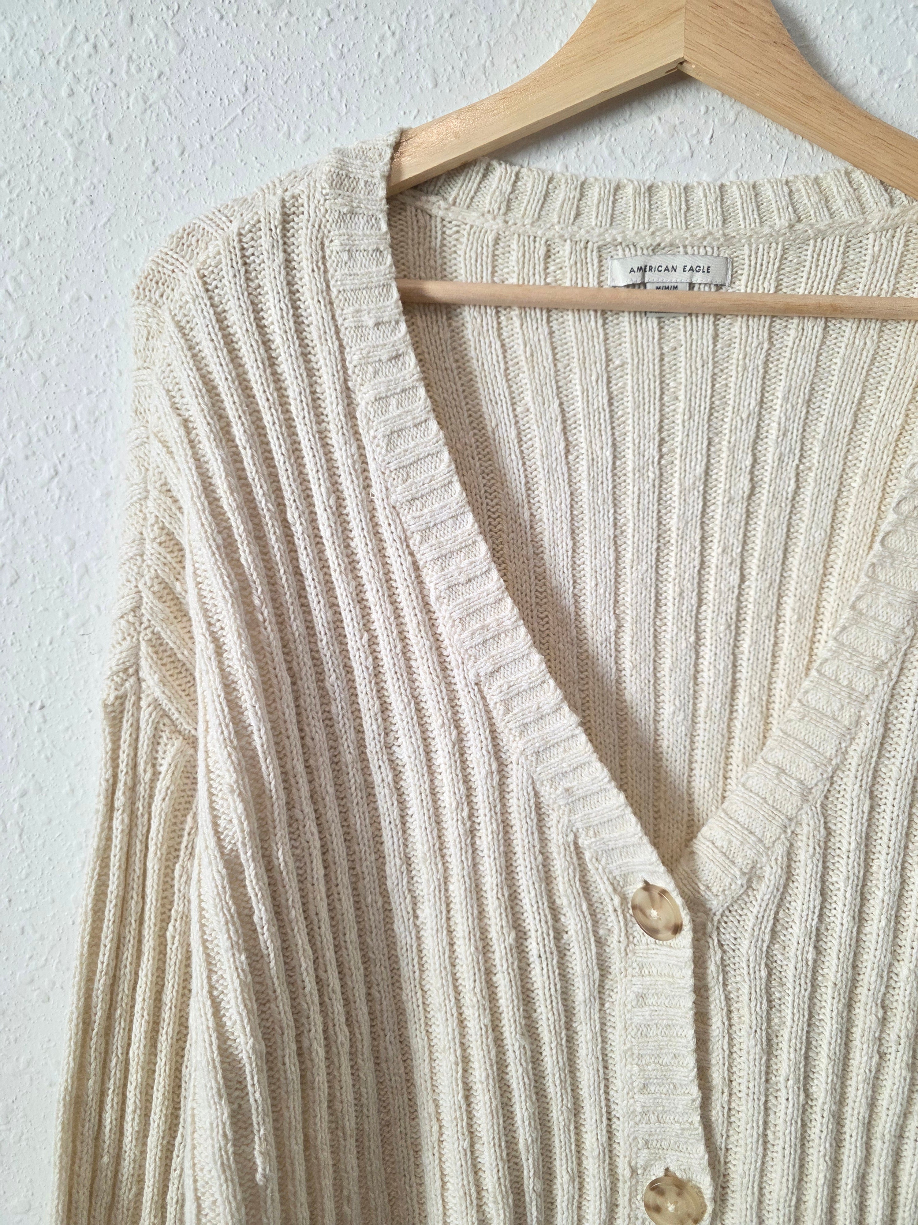 Cream Textured Ribbed Sweater (M)