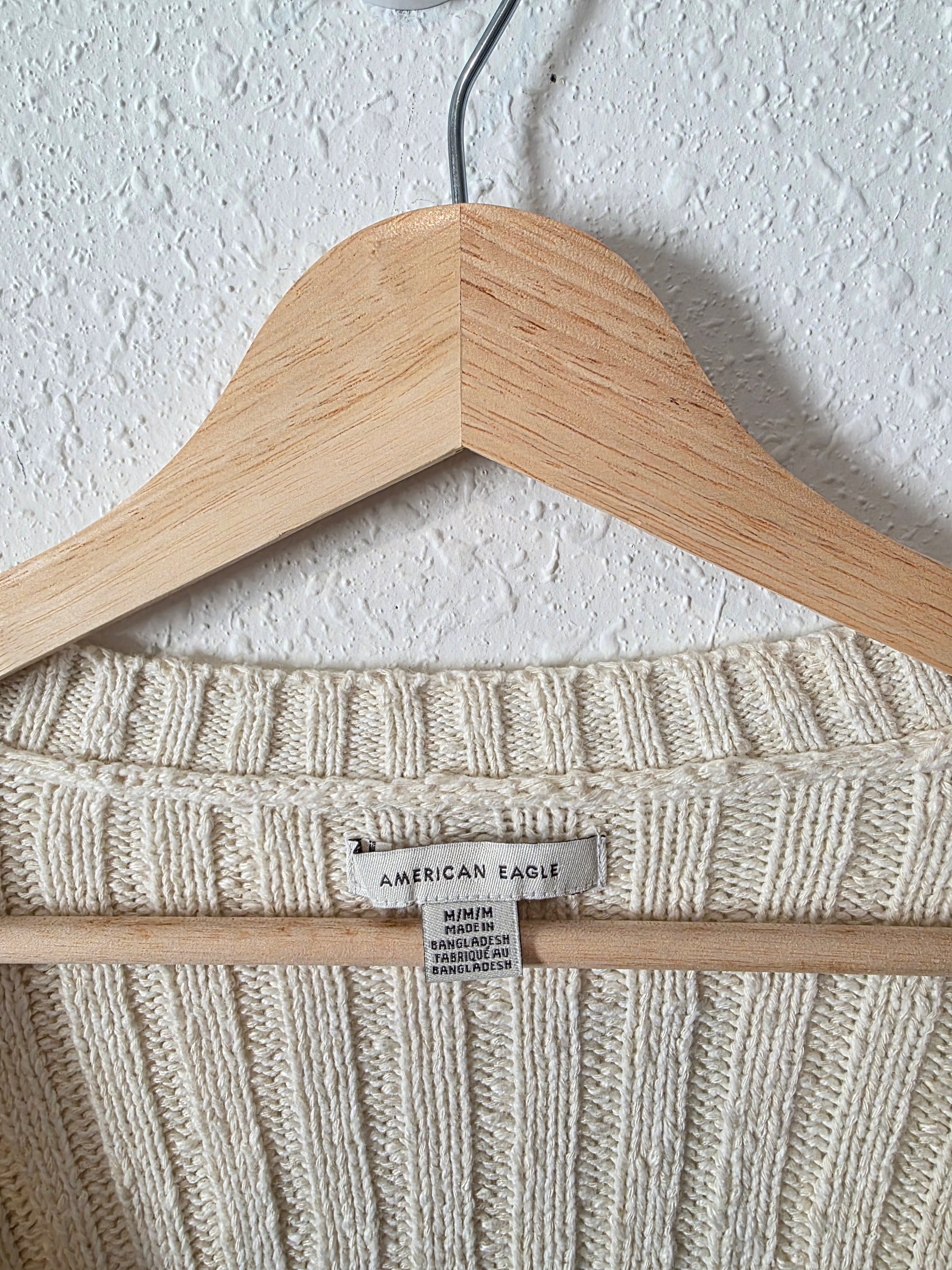 Cream Textured Ribbed Sweater (M)