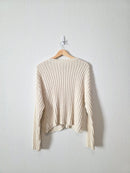 Cream Textured Ribbed Sweater (M)