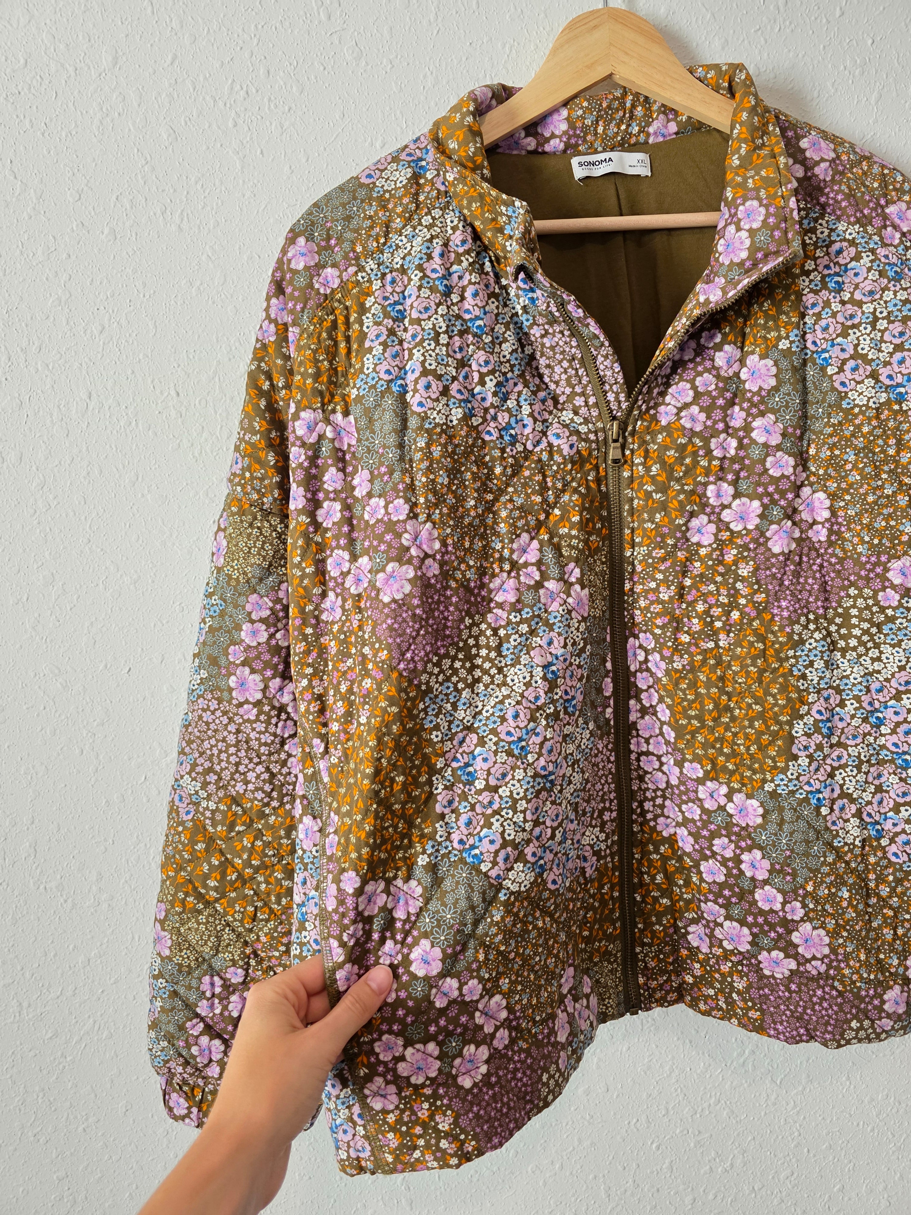 NEW Floral Zip Up Jacket (XXL)