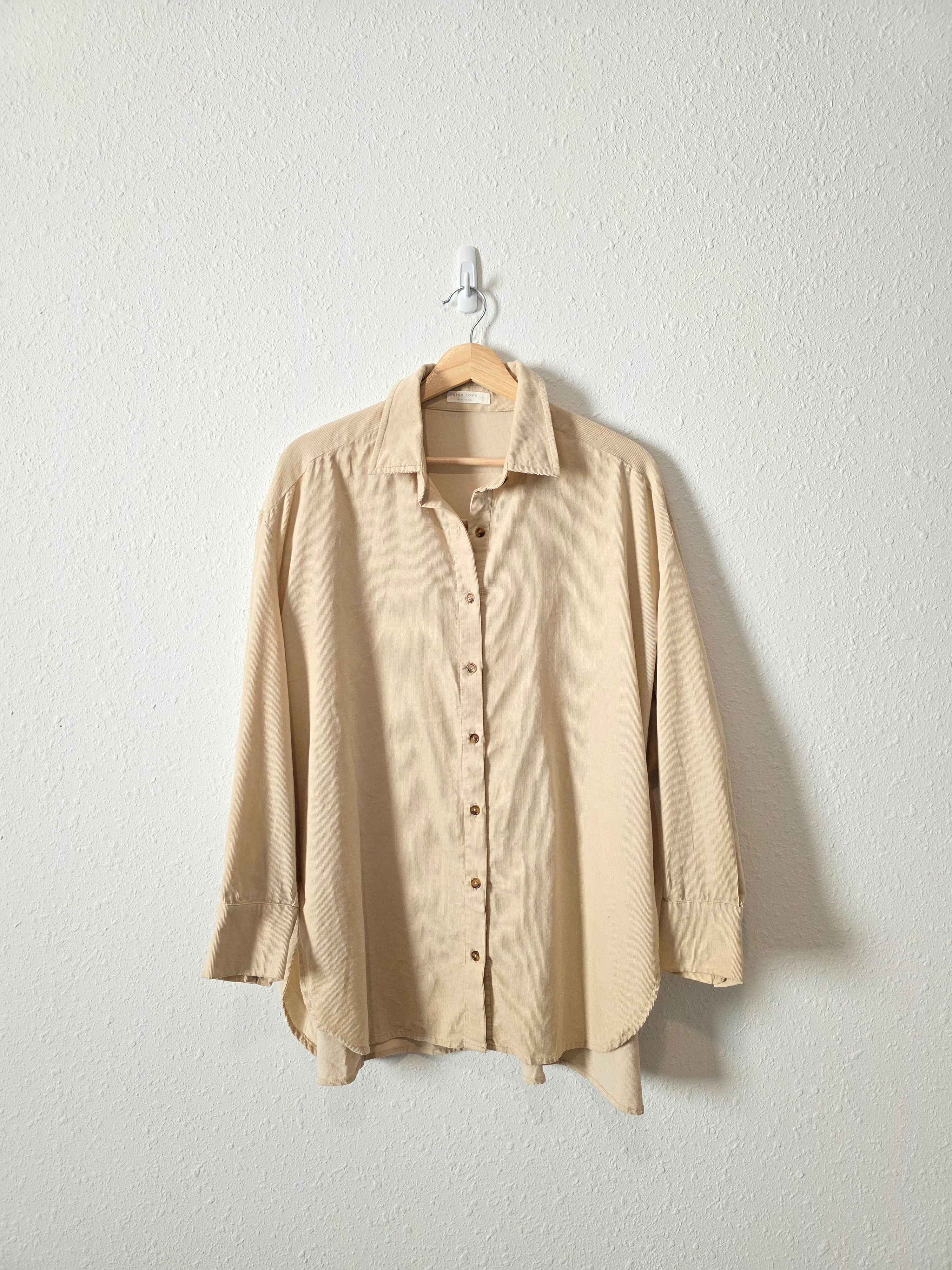 Oversized Cord Cotton Button Up (S)