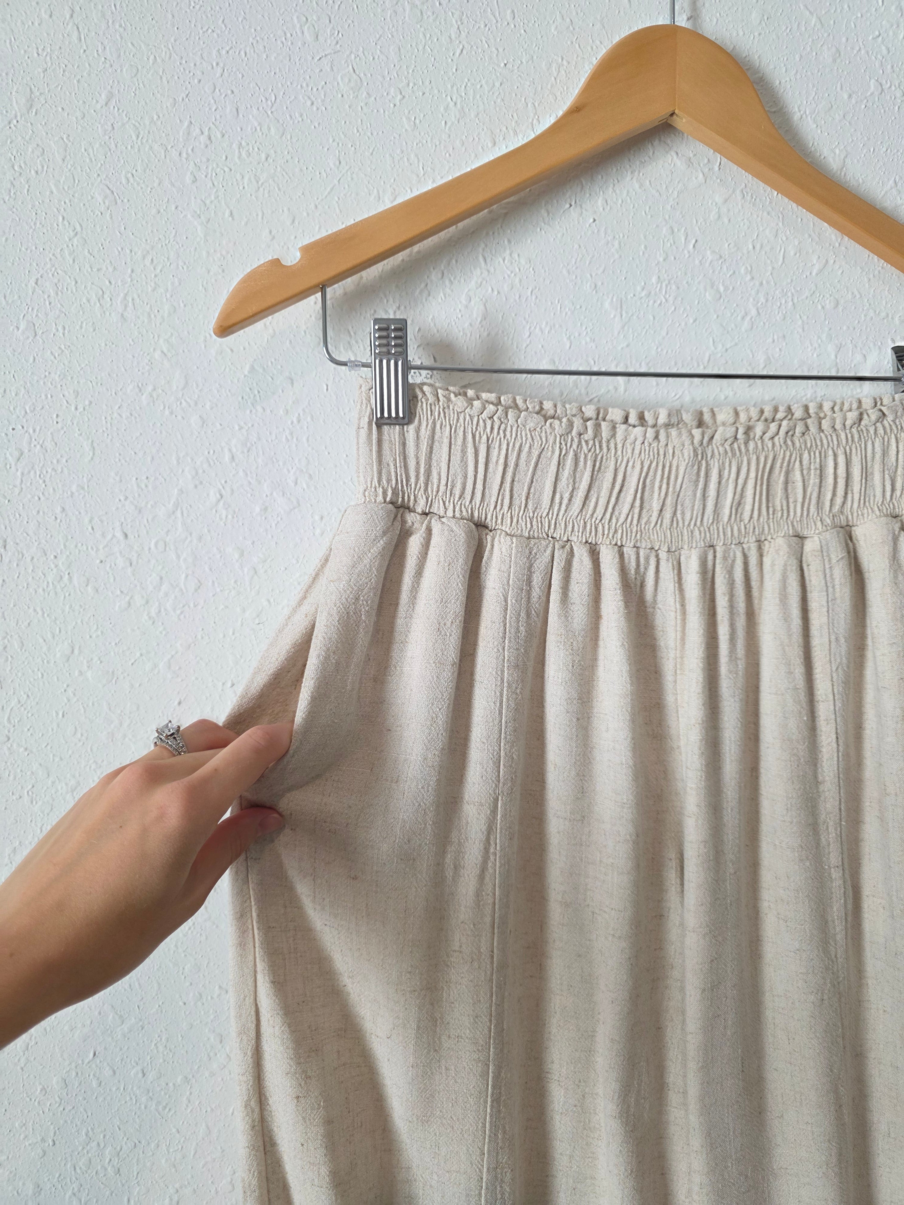 Umgee Linen Cotton Wide Leg Pants (S)