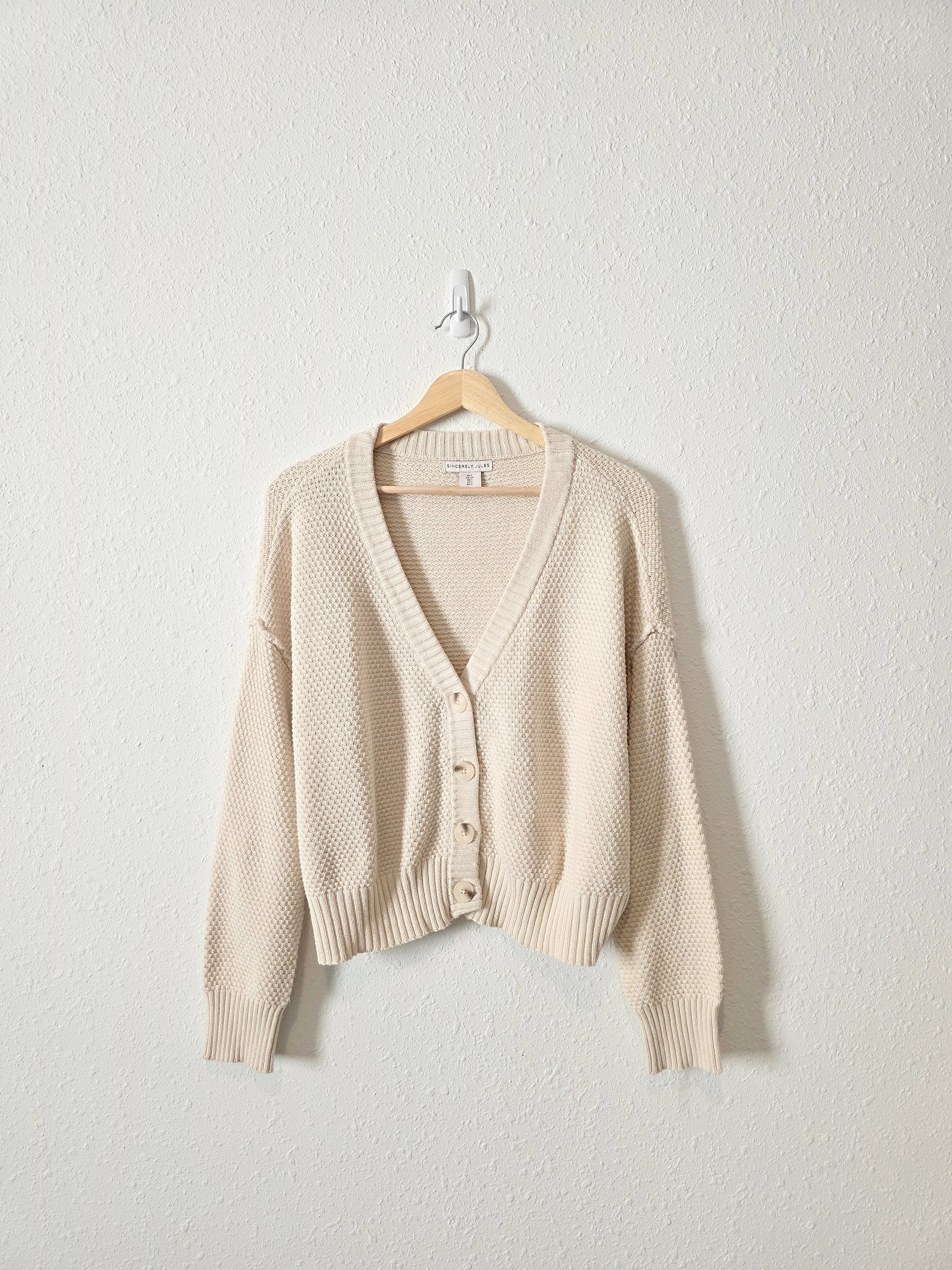 Waffle Knit Cardigan Sweater (S)