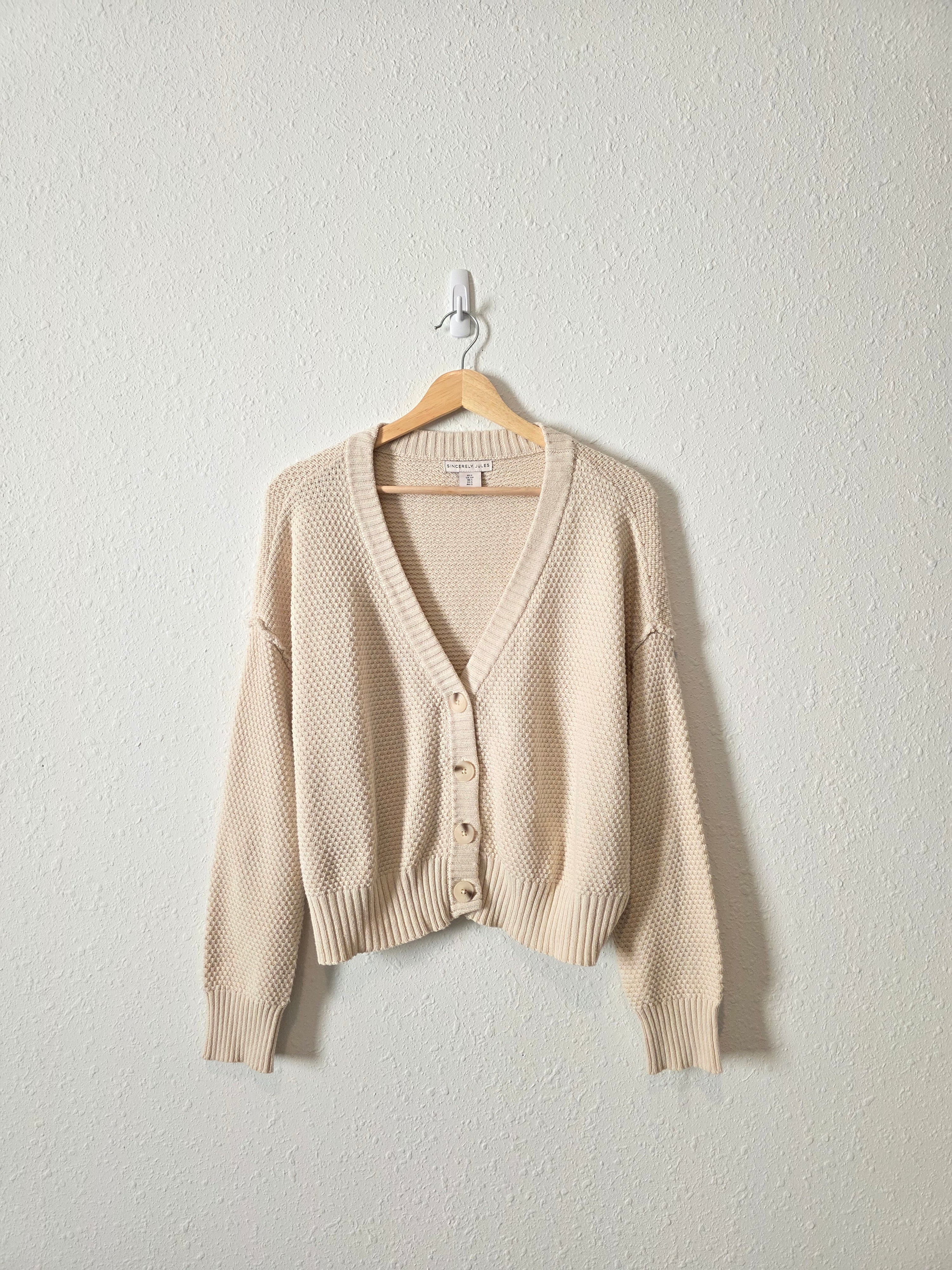 Waffle Knit Cardigan Sweater (S)