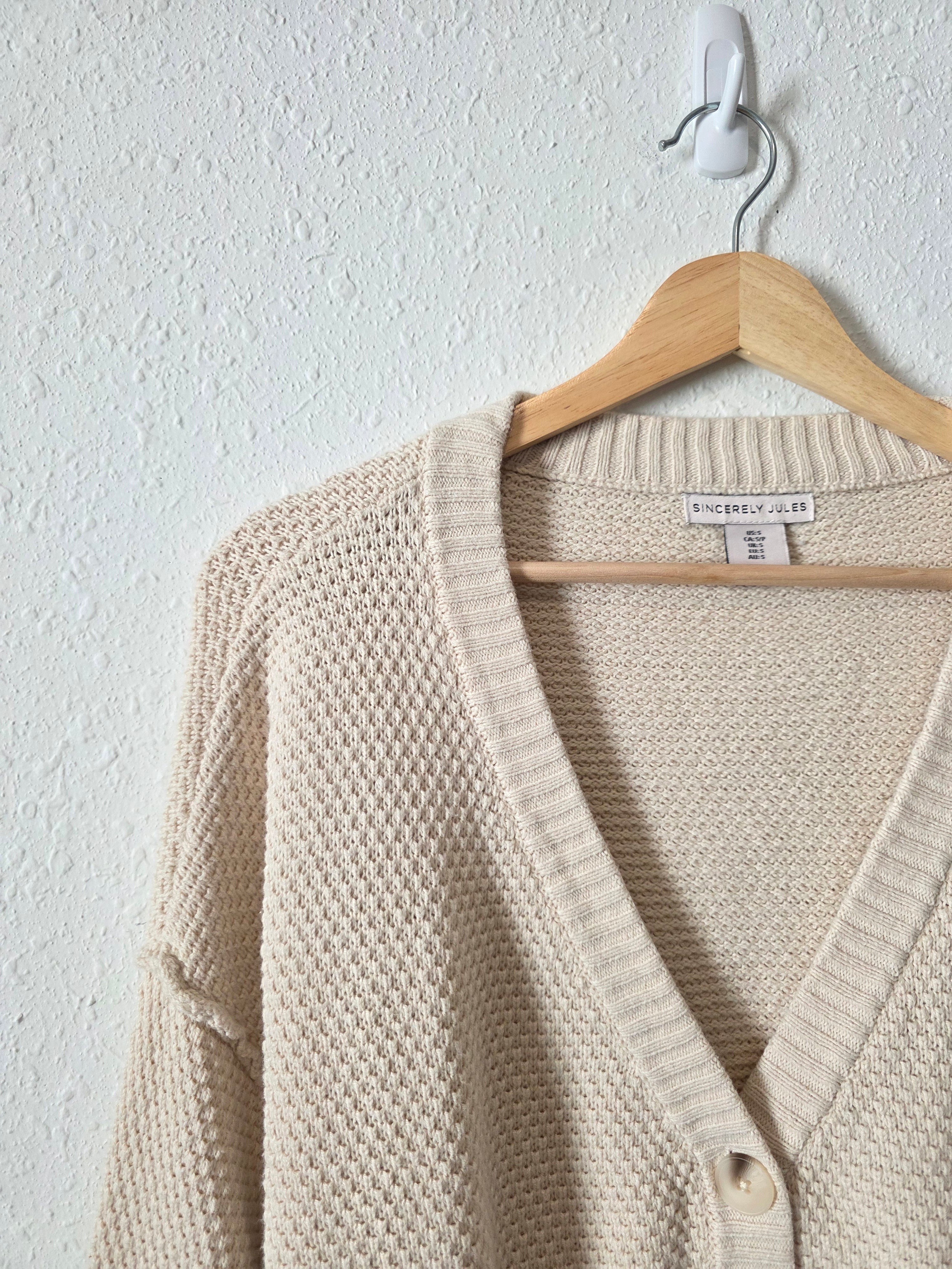 Waffle Knit Cardigan Sweater (S)
