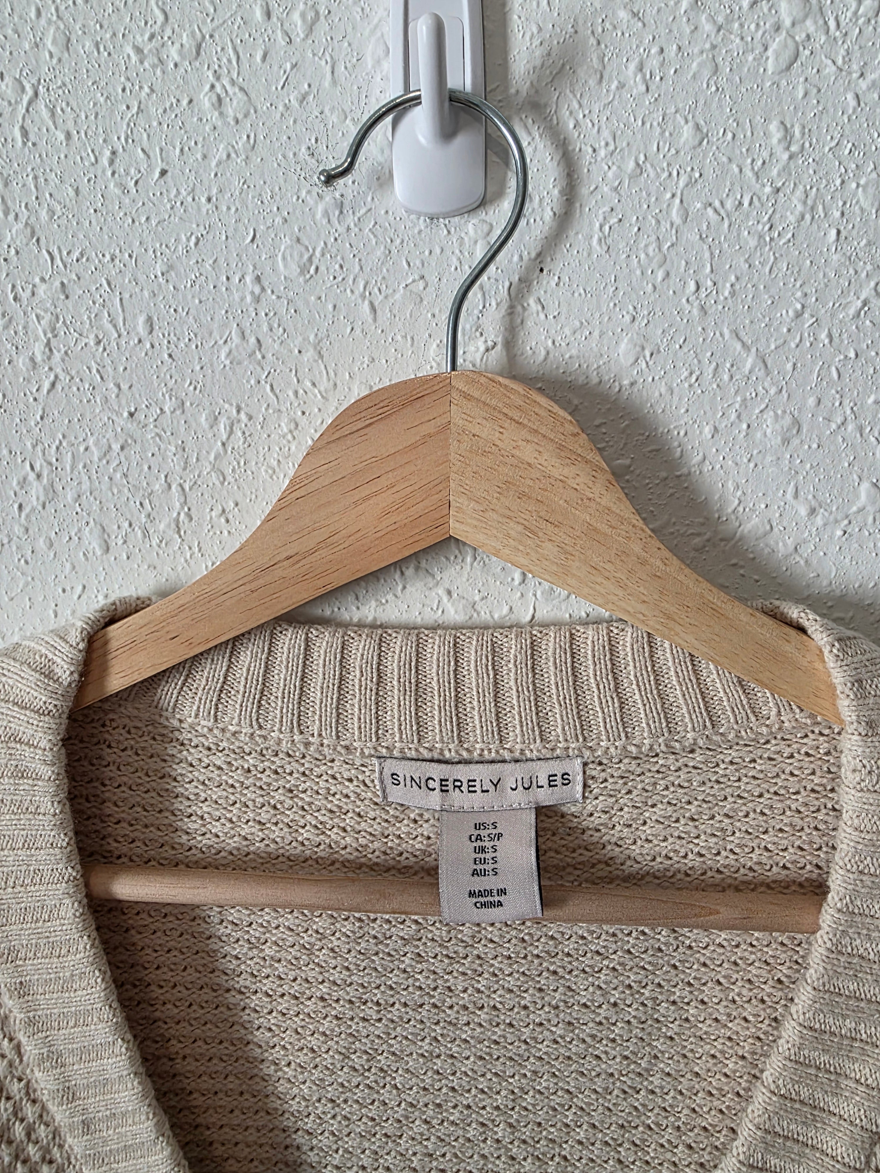Waffle Knit Cardigan Sweater (S)