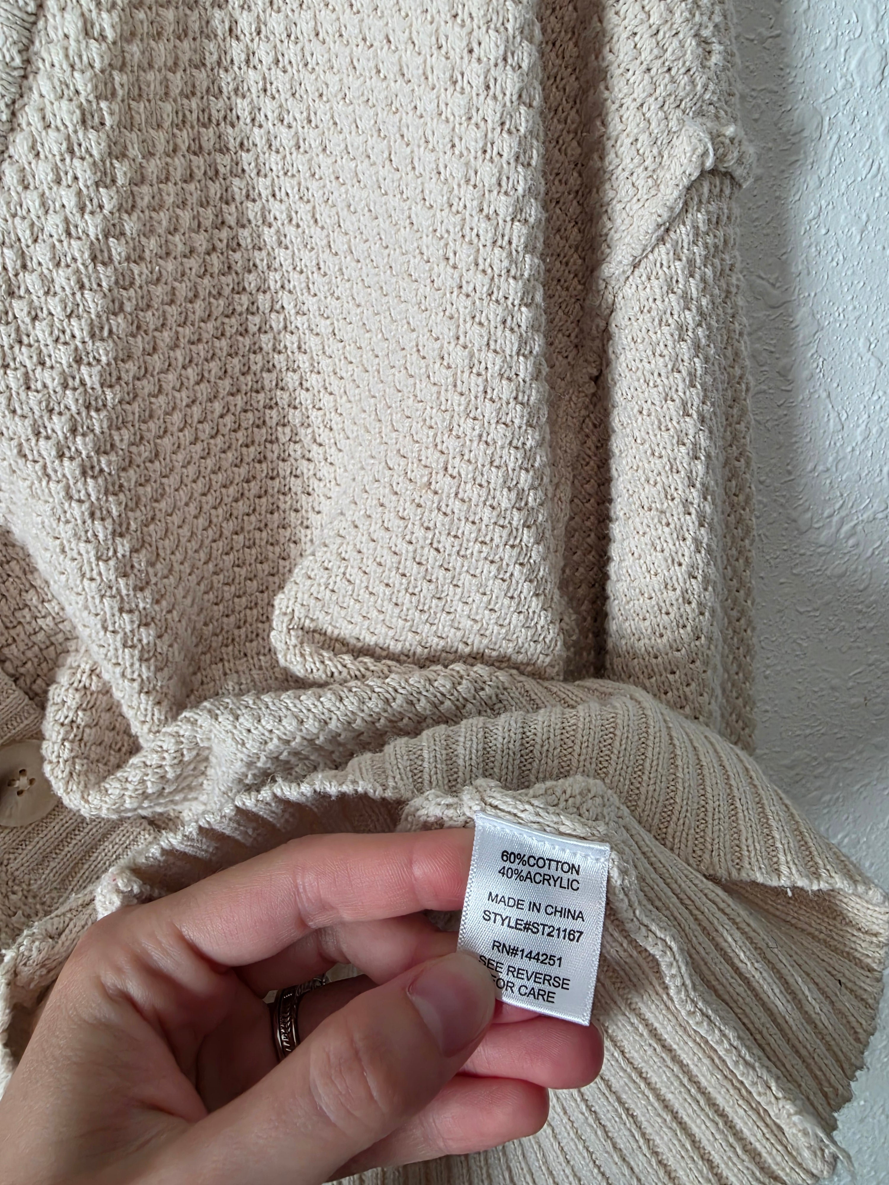Waffle Knit Cardigan Sweater (S)