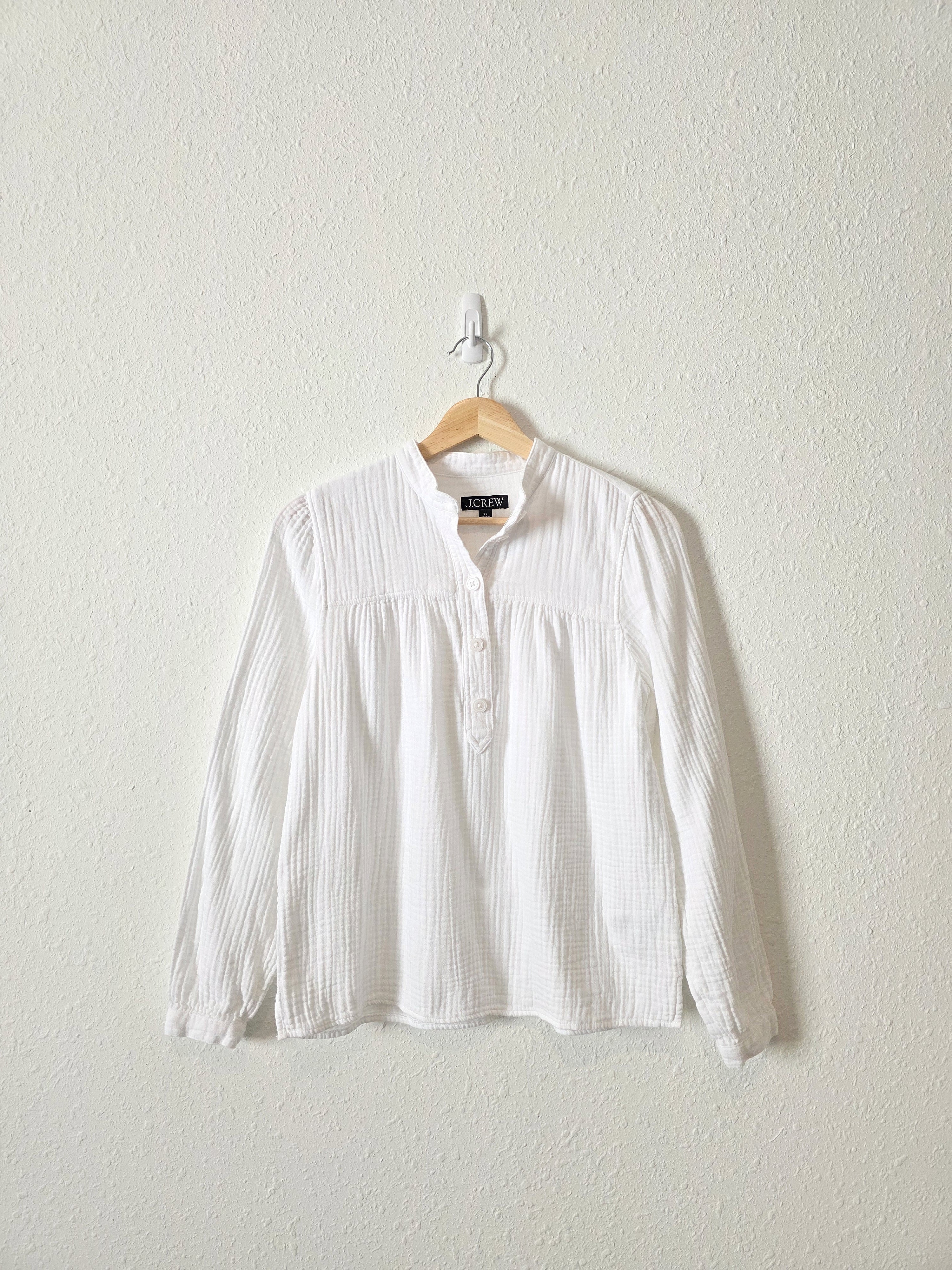 J.Crew White Cotton Gauze Blouse (XS)