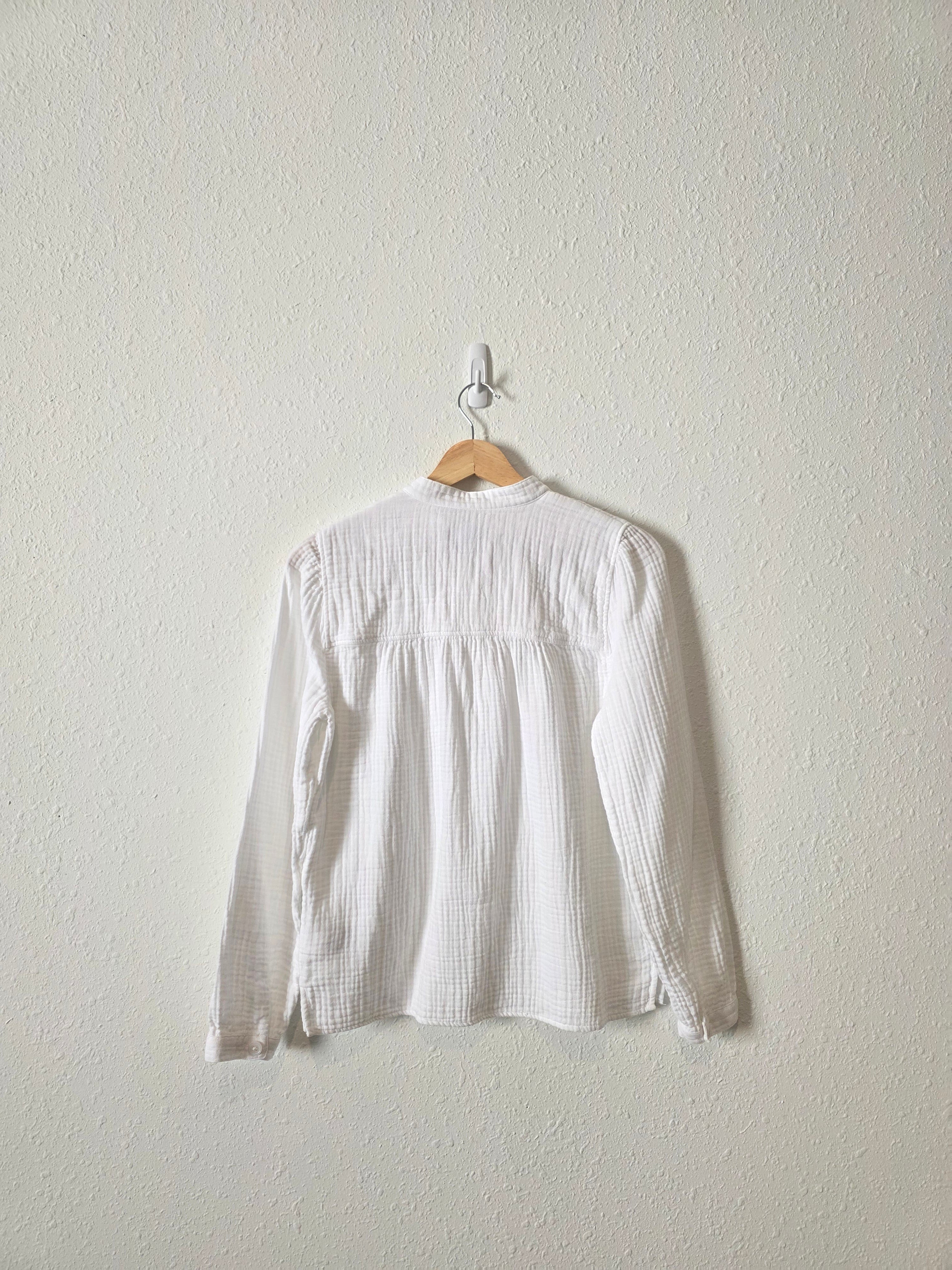 J.Crew White Cotton Gauze Blouse (XS)