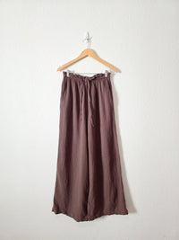 Brown Gauze Wide Leg Pants (S)