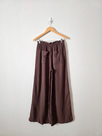 Brown Gauze Wide Leg Pants (S)