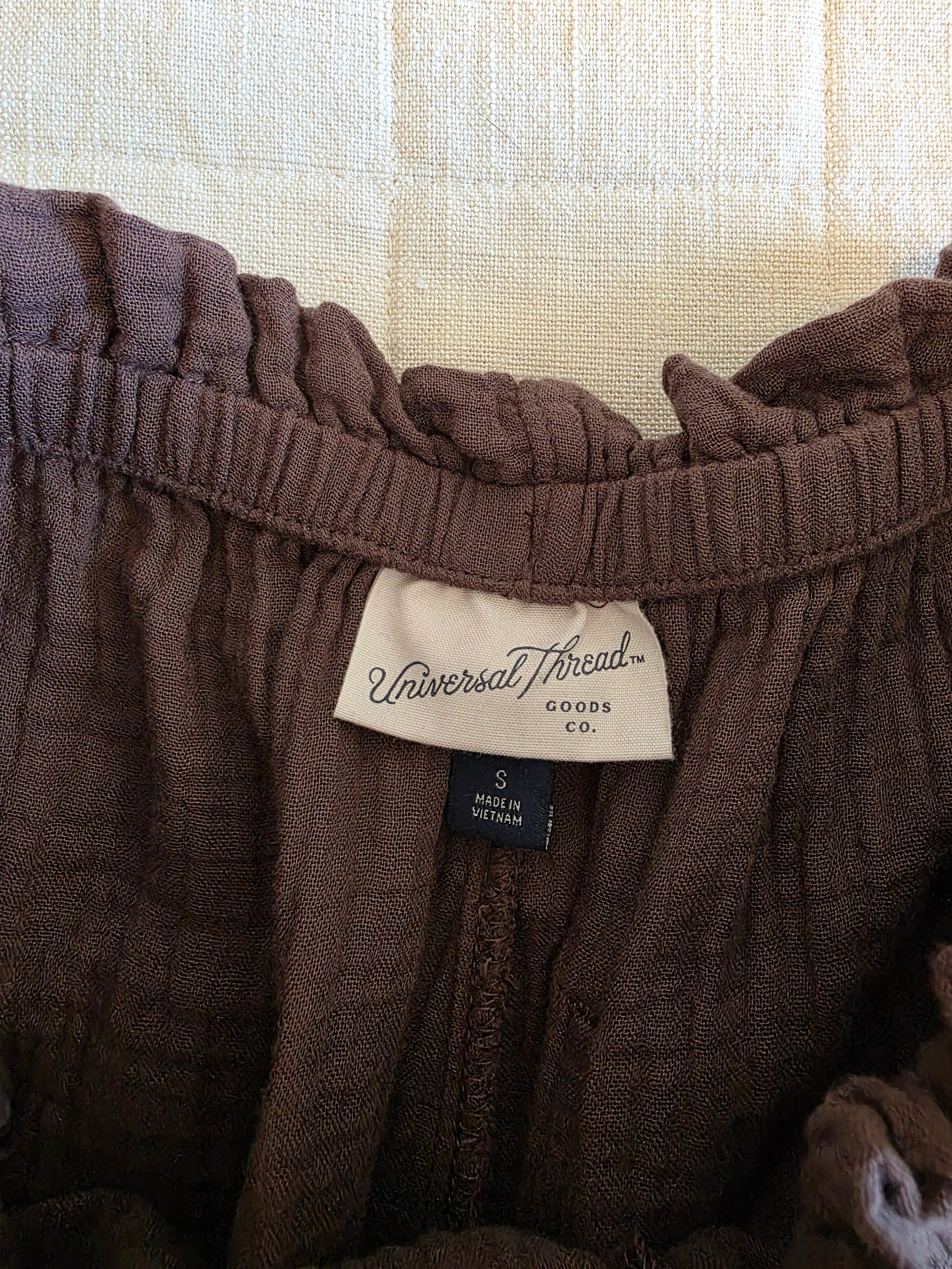 Brown Gauze Wide Leg Pants (S)