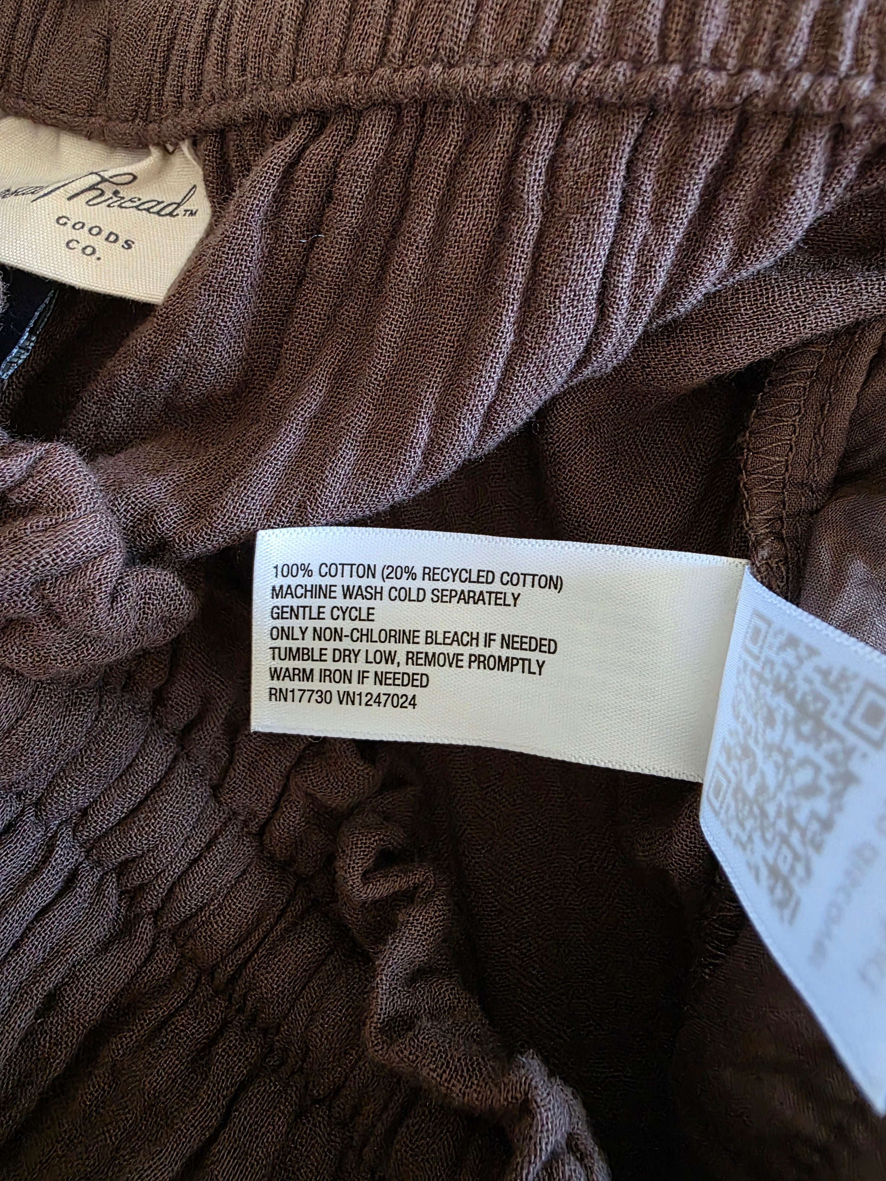 Brown Gauze Wide Leg Pants (S)