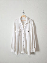 Aerie White Waffle Shirt Jacket (XXL)