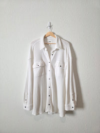 Aerie White Waffle Shirt Jacket (XXL)