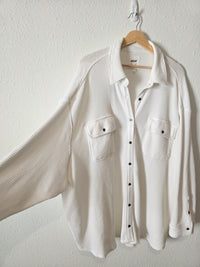 Aerie White Waffle Shirt Jacket (XXL)