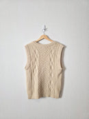 Cream Cable Knit Sweater Vest (XS)