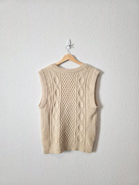 Cream Cable Knit Sweater Vest (XS)