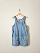 Denim Mini Overall Dress (XS)