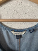 Denim Mini Overall Dress (XS)