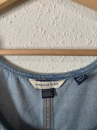 Denim Mini Overall Dress (XS)