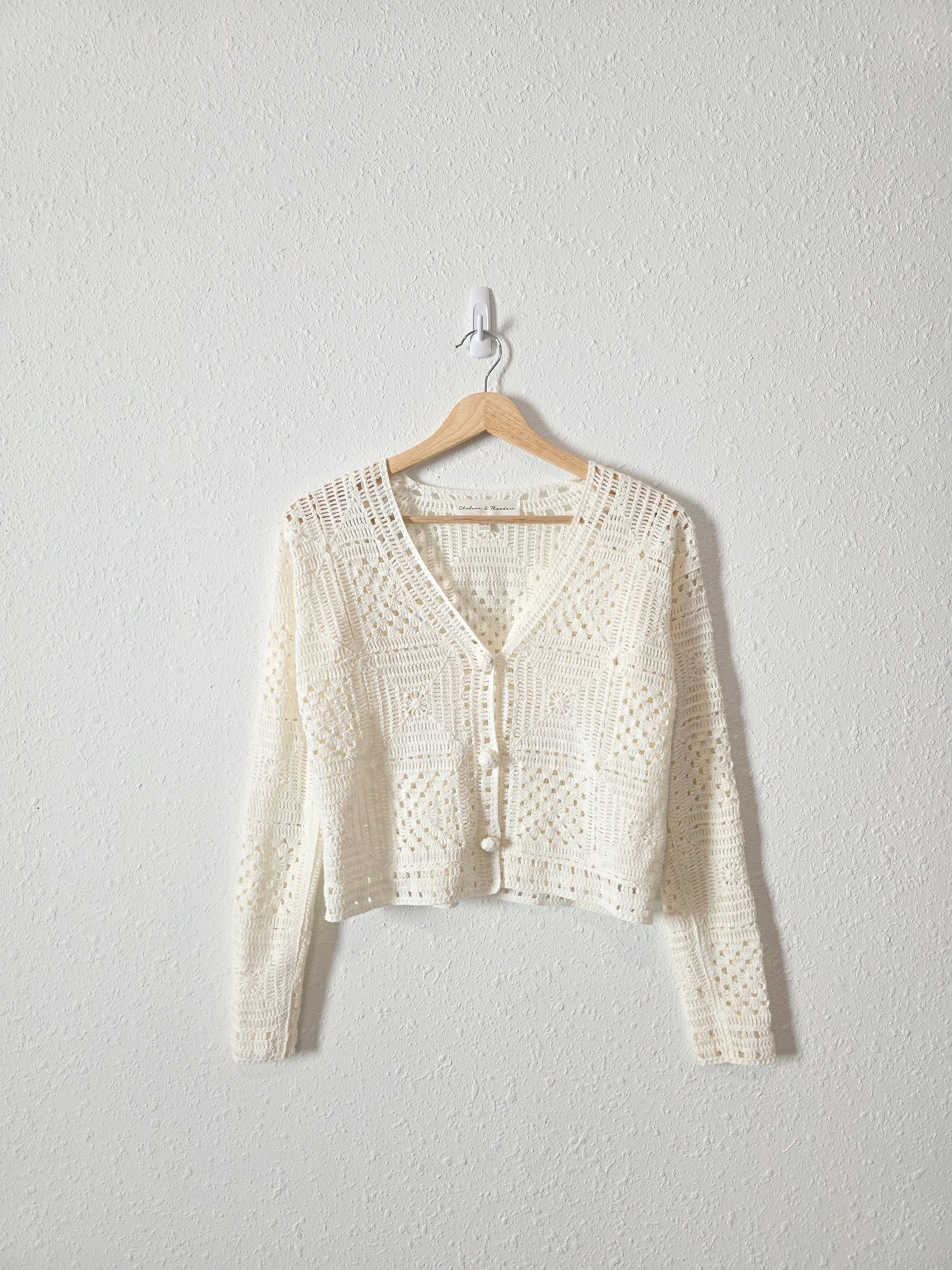 Crochet Knit Button Up Top (XS)