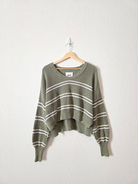 Aerie Green Striped Sweater (S)