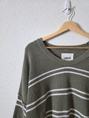 Aerie Green Striped Sweater (S)